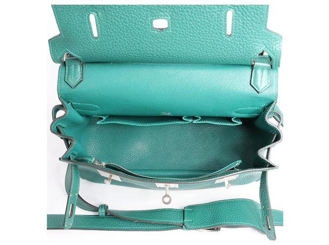 Borsa a tracolla Hermès Jypsiere 28 in Taurillon Clémence verde Q 2013 - vista 4