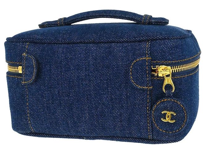 Timeless Beauty case vintage senza tempo Chanel in denim piccolo Blu - vista 2