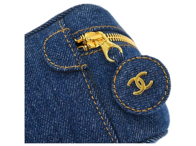 Timeless Beauty case vintage senza tempo Chanel in denim piccolo Blu - vista 7