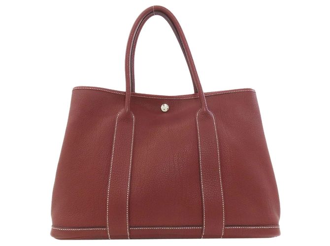 Borsa tote Hermès Garden Party PM in Negonda Bordò - vista 2