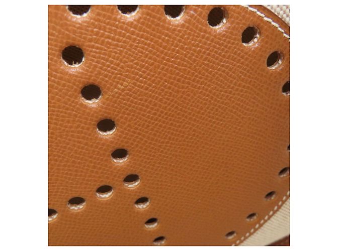Borsa a Spalla Hermès Evelyne 1 GM in Tela Dorata D'oro - vista 11