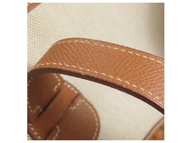 Borsa a Spalla Hermès Evelyne 1 GM in Tela Dorata D'oro - vista 12
