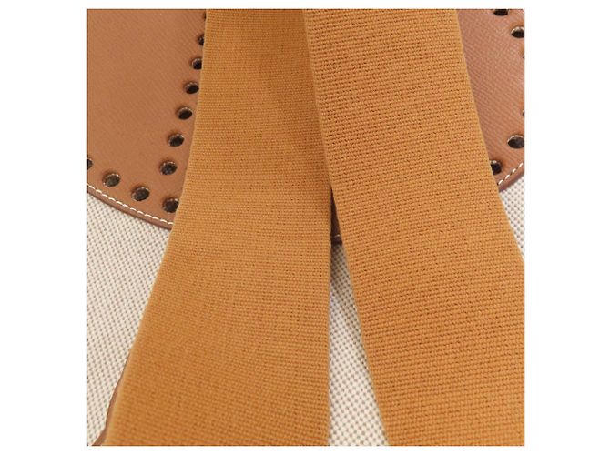 Borsa a Spalla Hermès Evelyne 1 GM in Tela Dorata D'oro - vista 17