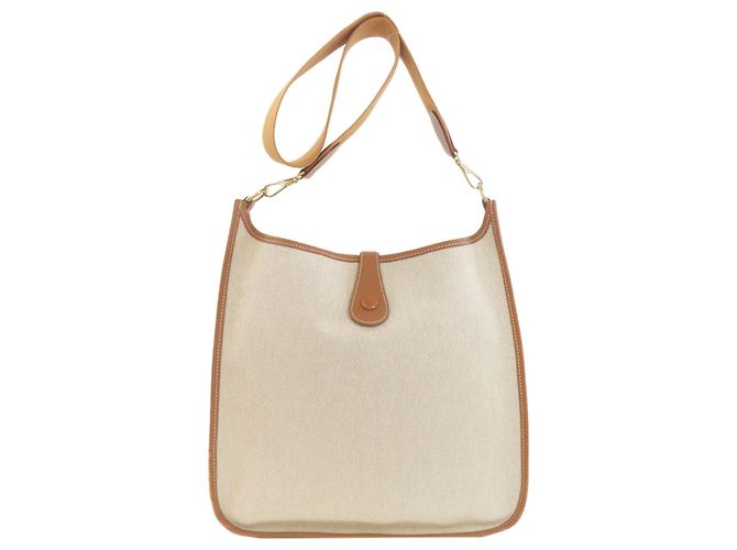 Borsa a Spalla Hermès Evelyne 1 GM in Tela Dorata D'oro - vista 2