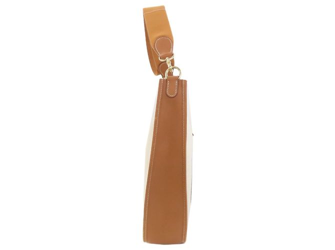 Borsa a Spalla Hermès Evelyne 1 GM in Tela Dorata D'oro - vista 3