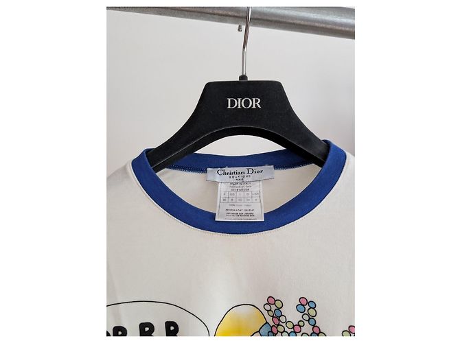 Camiseta Dior Cartoon Girl de algodón blanco y azul - vista 3