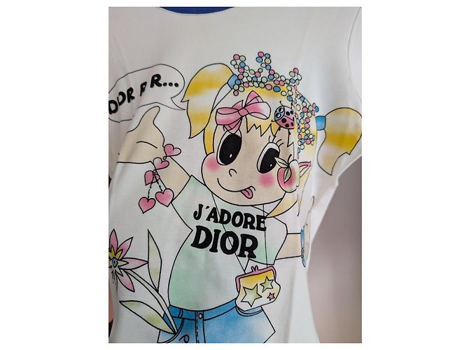Camiseta Dior Cartoon Girl de algodón blanco y azul - vista 5