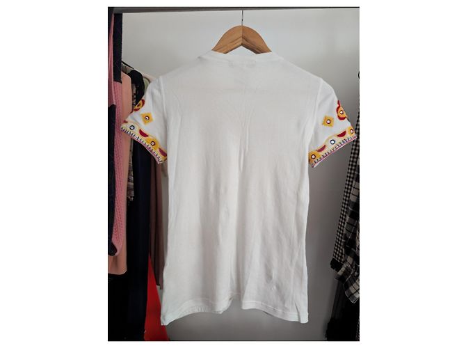 Christian Dior T-shirt ricamata J'adore Dior bianca e gialla - vista 3