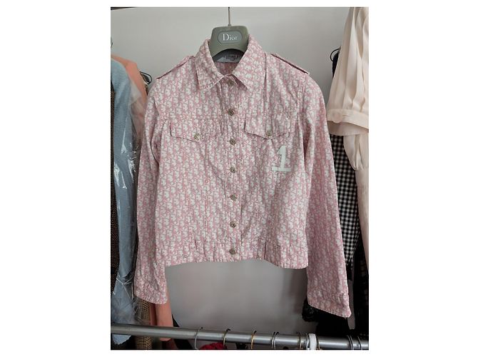 Christian Dior Monogram Rosa Jeansjacke Pink Weiß - Ansicht 2