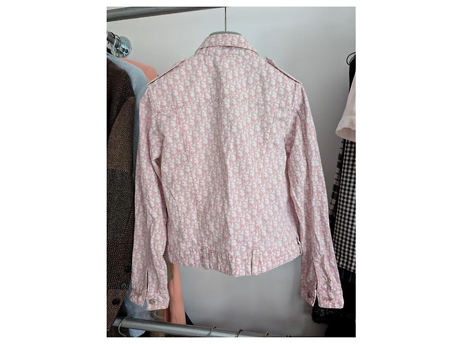 Christian Dior Monogram Rosa Jeansjacke Pink Weiß - Ansicht 3