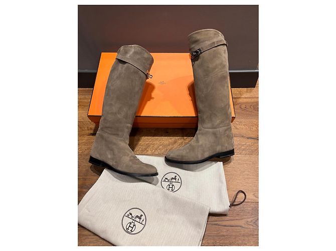 Botas Jumping de ante beige Hermès - vista 10