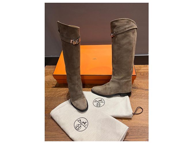 Botas Jumping de ante beige Hermès - vista 12