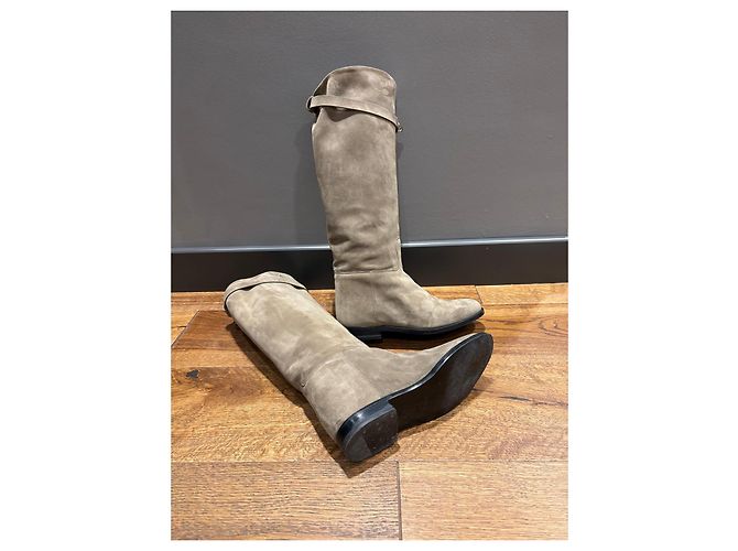 Botas Jumping de ante beige Hermès - vista 13