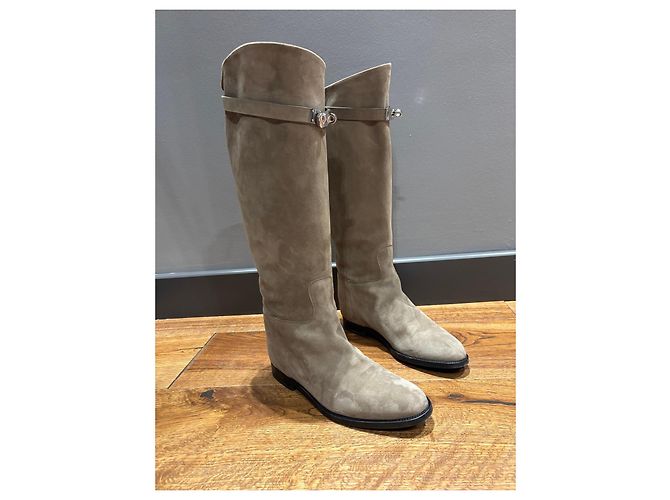 Botas Jumping de ante beige Hermès - vista 14