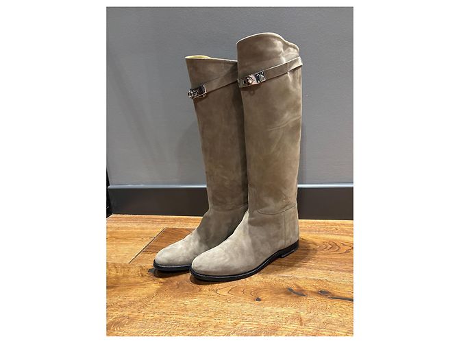 Botas Jumping de ante beige Hermès - vista 3