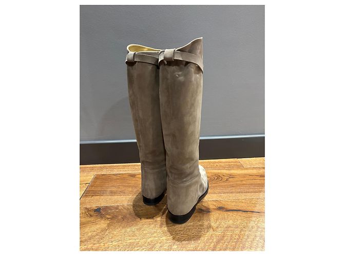 Botas Jumping de ante beige Hermès - vista 6