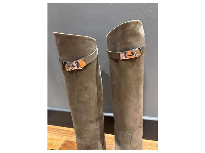 Botas Jumping de ante beige Hermès - vista 8