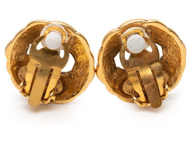 Pendientes de clip vintage Chanel Coco Mark Dorado - vista 2