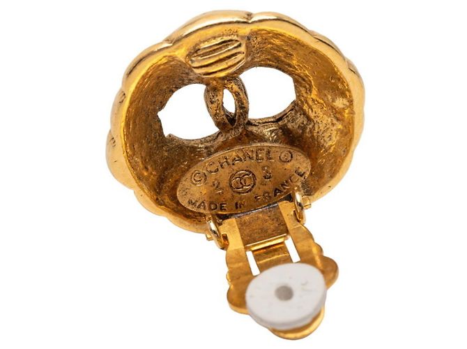 Pendientes de clip vintage Chanel Coco Mark Dorado - vista 3