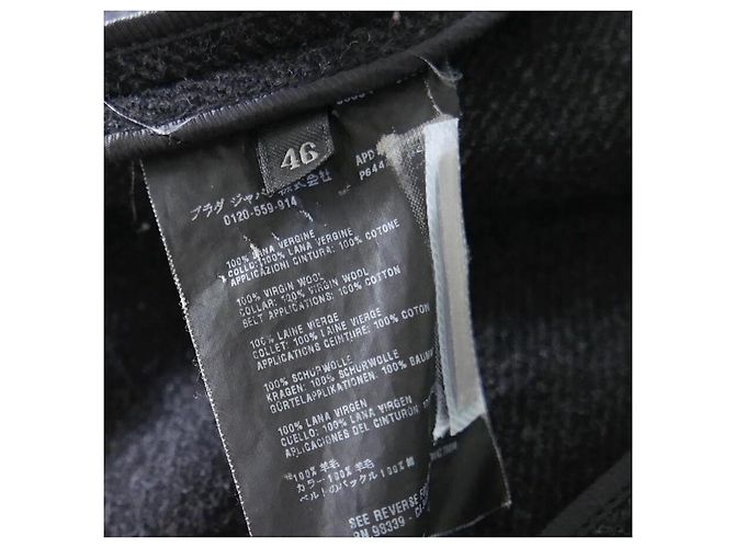 Abrigo Princesa de Lana, Nylon, Tejido y Cuero Prada Otoño 2008 Gris antracita - vista 7