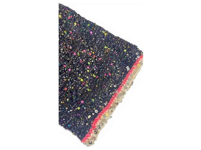 Robe en tricot à sequins multicolore noire, rose et blanche Chanel 24C FR 40 Argenté Métallisé - vue 4