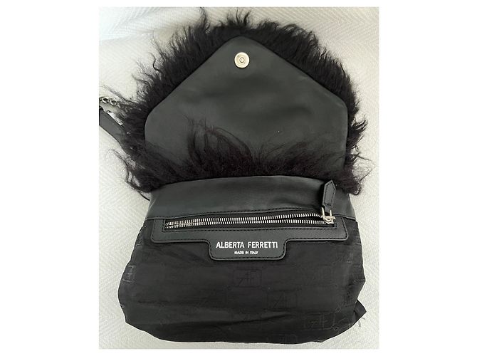 Borsa Alberta Ferretti nera in acrilico e pelliccia Nero - vista 4