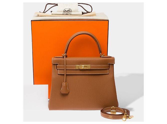 Hermès Borsa HERMES Kelly 28 in Pelle Dorata - 103350 D'oro - vista 2