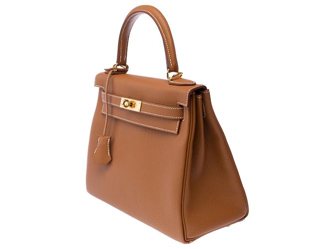 Hermès Borsa HERMES Kelly 28 in Pelle Dorata - 103350 D'oro - vista 5