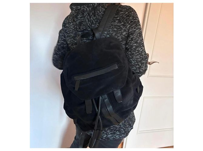 Zaino Marti di Alexander Wang in suede nero e pelle - vista 10