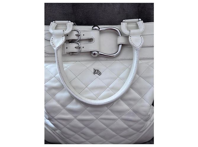 Borsa Burberry Orchard Tote Messenger Bag 2Way in pelle Bianco - vista 2