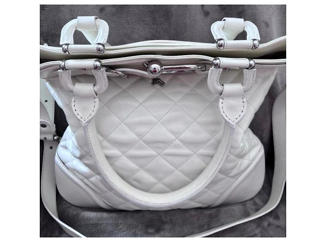 Borsa Burberry Orchard Tote Messenger Bag 2Way in pelle Bianco - vista 3