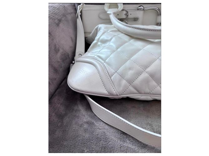 Borsa Burberry Orchard Tote Messenger Bag 2Way in pelle Bianco - vista 5