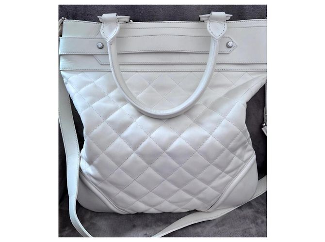 Borsa Burberry Orchard Tote Messenger Bag 2Way in pelle Bianco - vista 6