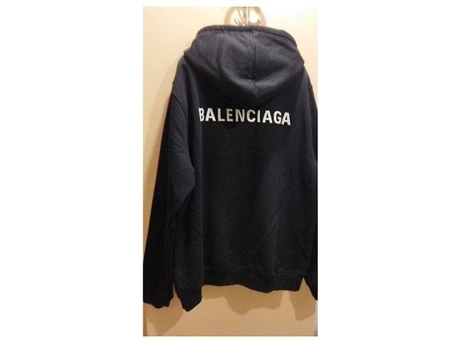 Balenciaga Sudadera con Capucha Logo Mediano Negro - vista 3