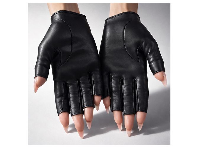 GUANTES DE CUERO NEGRO CHANEL 11A PARIS BYZANCE CON PIEDRAS PRECIOSAS TAMAÑO 7 RAROS Multicolor Dorado Metálico - vista 7