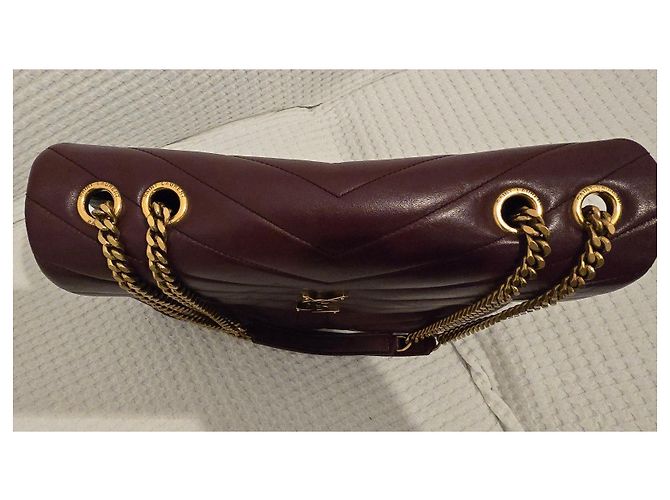 Borsa a spalla Saint Laurent Paris Loulou in pelle di agnello Bordò - vista 17
