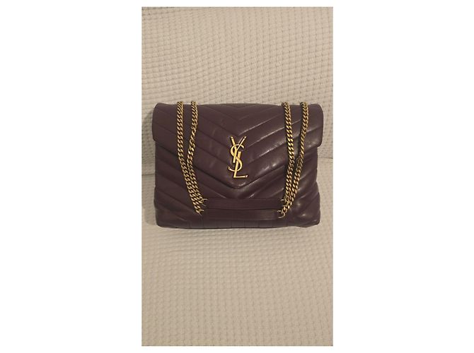Borsa a spalla Saint Laurent Paris Loulou in pelle di agnello Bordò - vista 3