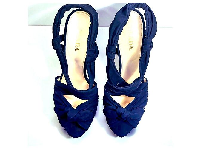 Prada schwarze Organza-High Heels mit Schleife - Ansicht 2