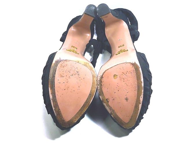 Prada schwarze Organza-High Heels mit Schleife - Ansicht 5