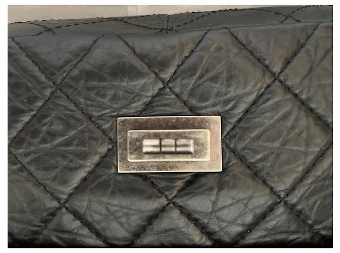 Mademoiselle Chanel vintage 2.55 Reissue 226 – Pelle nera invecchiata & catena argento – mai indossato – Set completo Nero Bordò - vista 12
