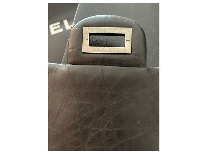 Mademoiselle Chanel vintage 2.55 Reissue 226 – Pelle nera invecchiata & catena argento – mai indossato – Set completo Nero Bordò - vista 14