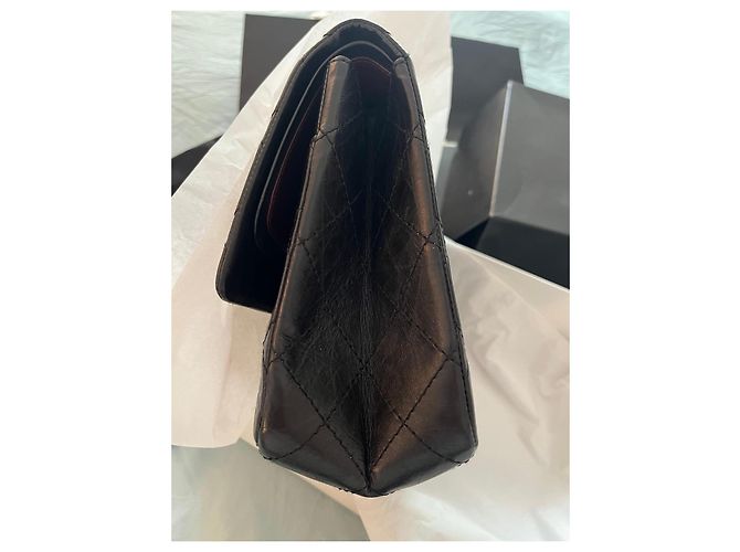Mademoiselle Chanel vintage 2.55 Reissue 226 – Pelle nera invecchiata & catena argento – mai indossato – Set completo Nero Bordò - vista 9