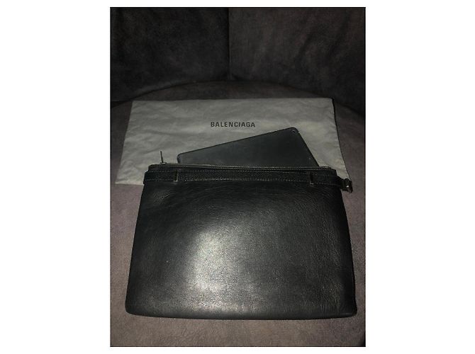 Pochette in pelle nera Balenciaga Nero - vista 10