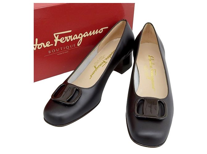 Pumps in pelle Vala di Salvatore Ferragamo Bronzo Marrone scuro - vista 2