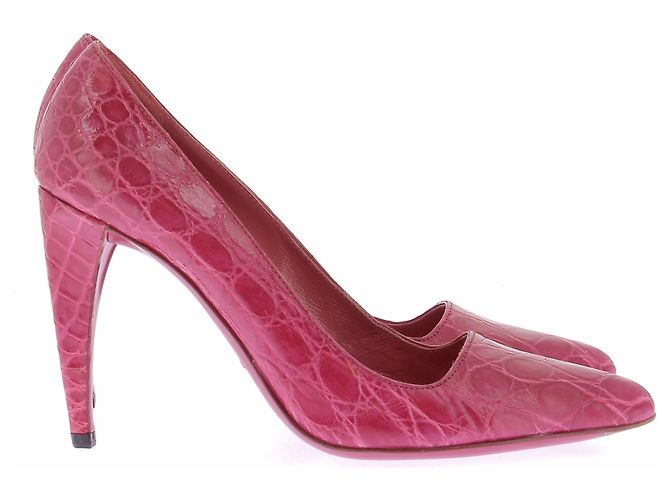 Prada Décolleté rosa in pelle di coccodrillo stampata - vista 2