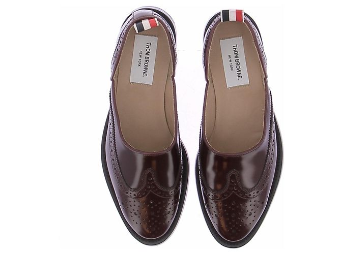 Thom Browne Sandali "slip-on" bordeaux in pelle verniciata Bordò - vista 6