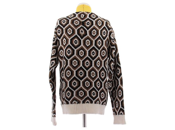 Prada Vintage-Muster Rollkragenpullover in Gelb aus Wolle Braun - Ansicht 2