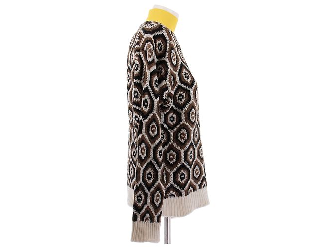 Prada Vintage-Muster Rollkragenpullover in Gelb aus Wolle Braun - Ansicht 3