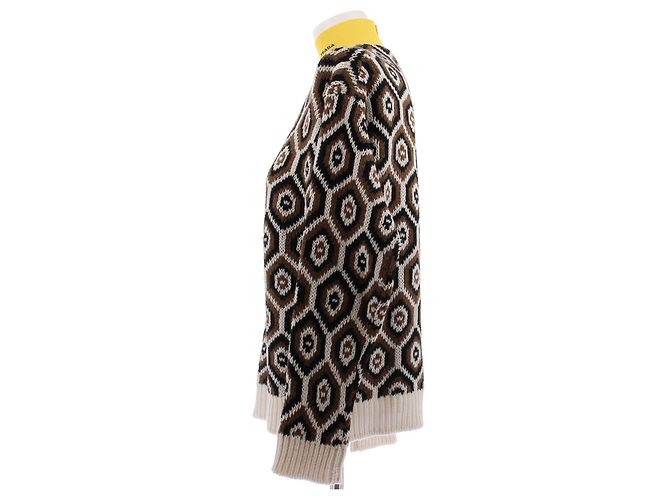 Prada Vintage-Muster Rollkragenpullover in Gelb aus Wolle Braun - Ansicht 4