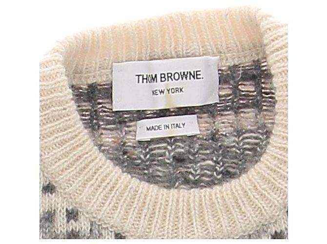 Thom Browne Pullover aus Wolle in Tricolor mit Elefantenmotiven Beige - Ansicht 5